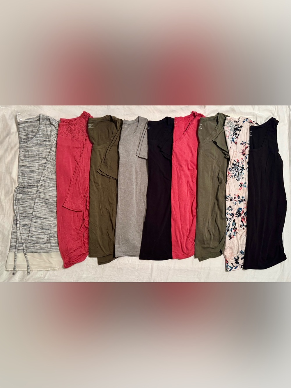 Set of 9 Maternity Tops - Sleeveless, Short and Long-Sleeve - Size Medium